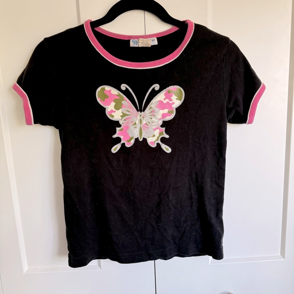 Y2K Self Esteem Baby Tee with Butterfly Graphic
